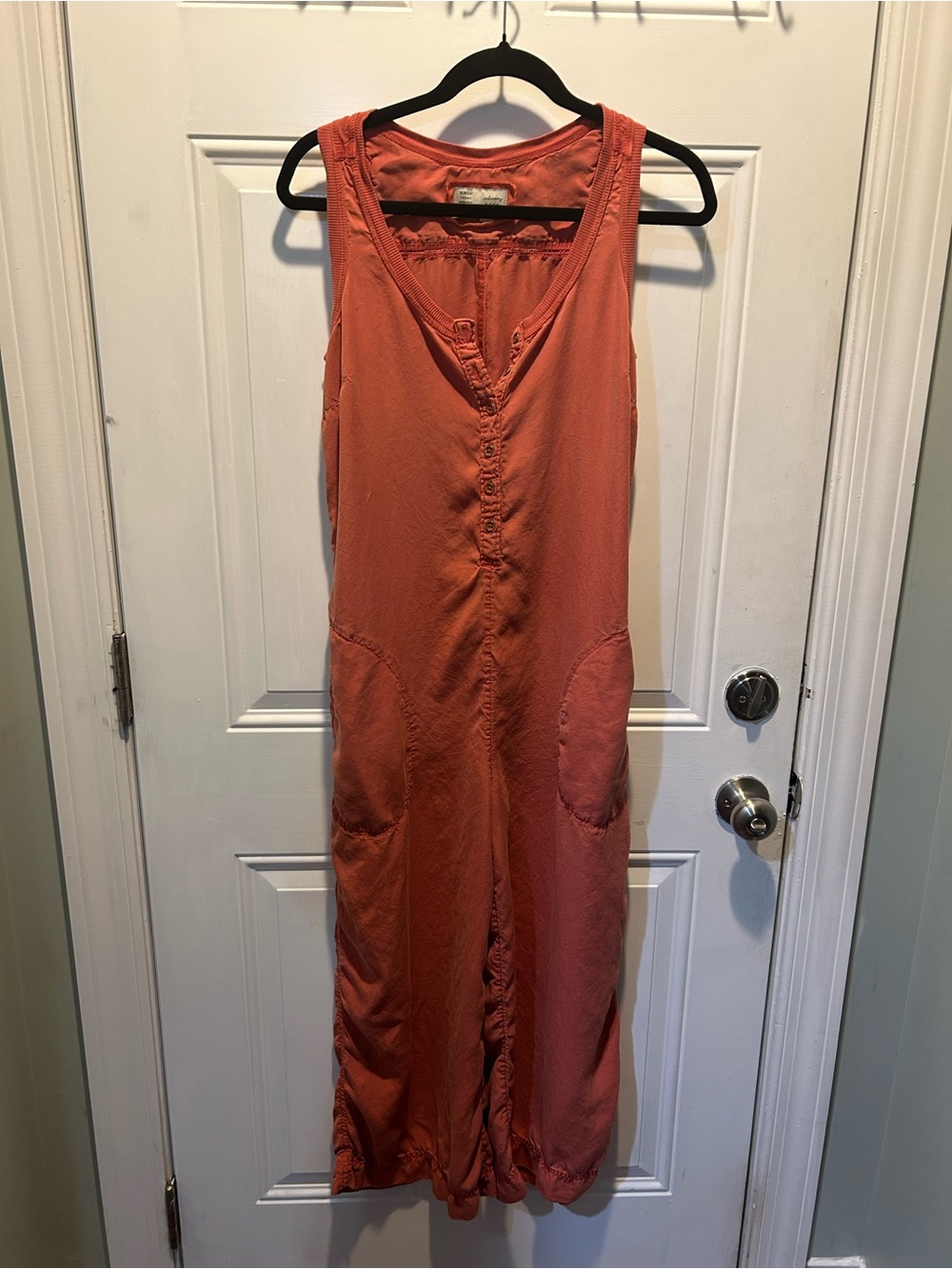 Anthropologie Burnt Orange Sleeveless Button-Front Jumpsuit